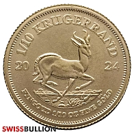 Moneda Krugerrand de oro 2024 de 1/10 onza