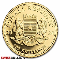 Moneda de Oro Somalí Elefante 1/10 Onza 2024