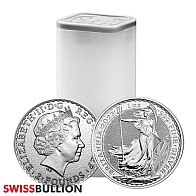 Tube of 25 x 1 Ounce British Britannia Silver Coin