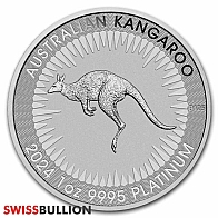 Moeda de 1 onça de platina Kangaroo 2024