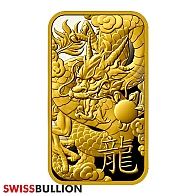 1 Ounce Argor Heraeus Gold Bar - Lunar Dragon