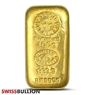 100 Gram Argor Heraeus Cast Gold Bar