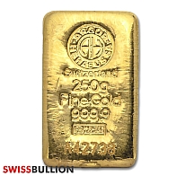 250 Gram Argor Heraeus Cast Gold Bar