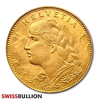 Swiss Half-Vreneli Gold Coin (Swiss Miss) - 10 Franc