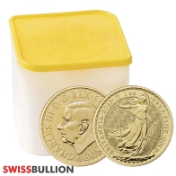 Tube of 10 x 1 Ounce 2025 British Britannia Gold Coin