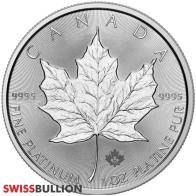 1 Onza 2025 Moneda de Hoja de Arce de Platino