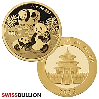 2025 Chinese Panda 30 Gram Gold Coin