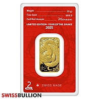 10 Gram 2025 Argor Heraeus Gold Bar - Lunar Snake